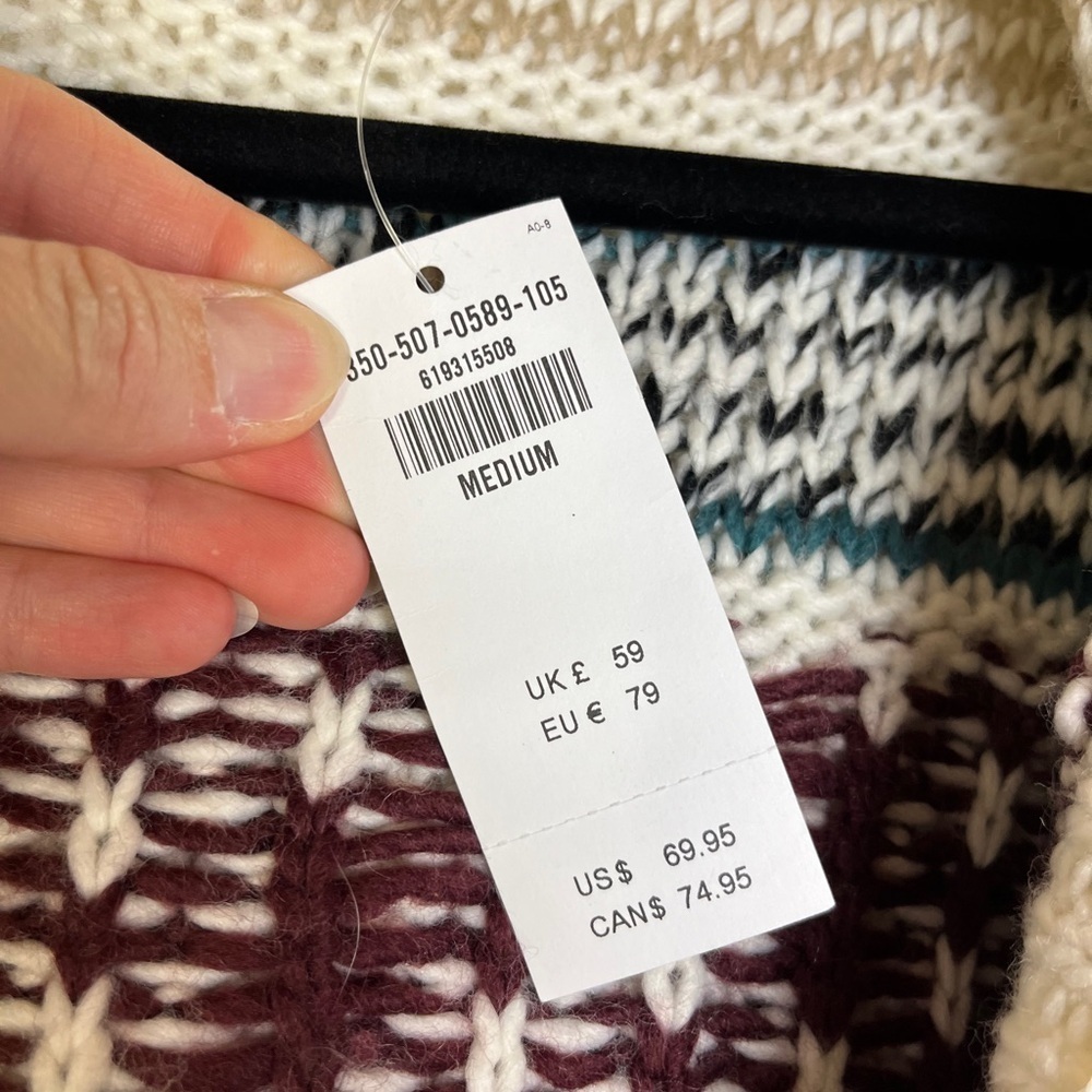 Hollister NWT Fair Isle Knit Zip Hoodie Sweater M Winter Cozycore Preppy College - Picture 8 of 10